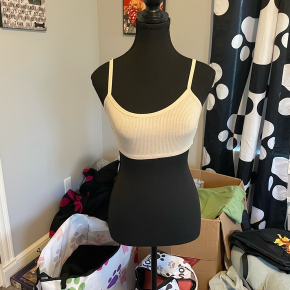 Elegant Cream Ribbed Bra - Picture 3 of 6